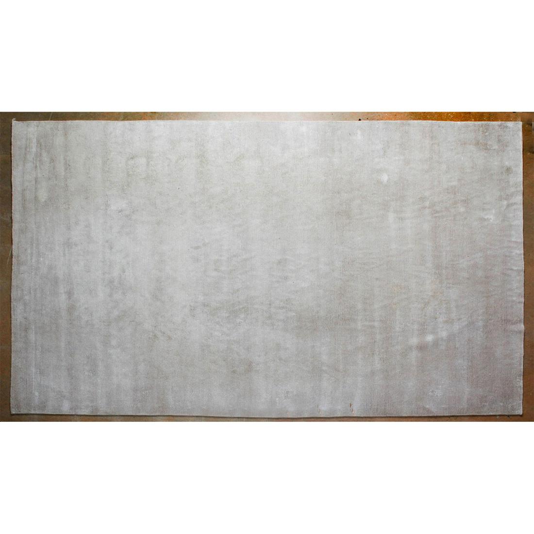 BEN SOLEIMANI LARGE CONTEMPORARY WOOL & SILK AREA RUG: Cream textured corduroy, manufactured for Restoration Hardware. Hand-woven from a soft wool and silk blend, in a thick, lofty weave with a subtle, sophisticated luster. A unique bespoke designed rug.