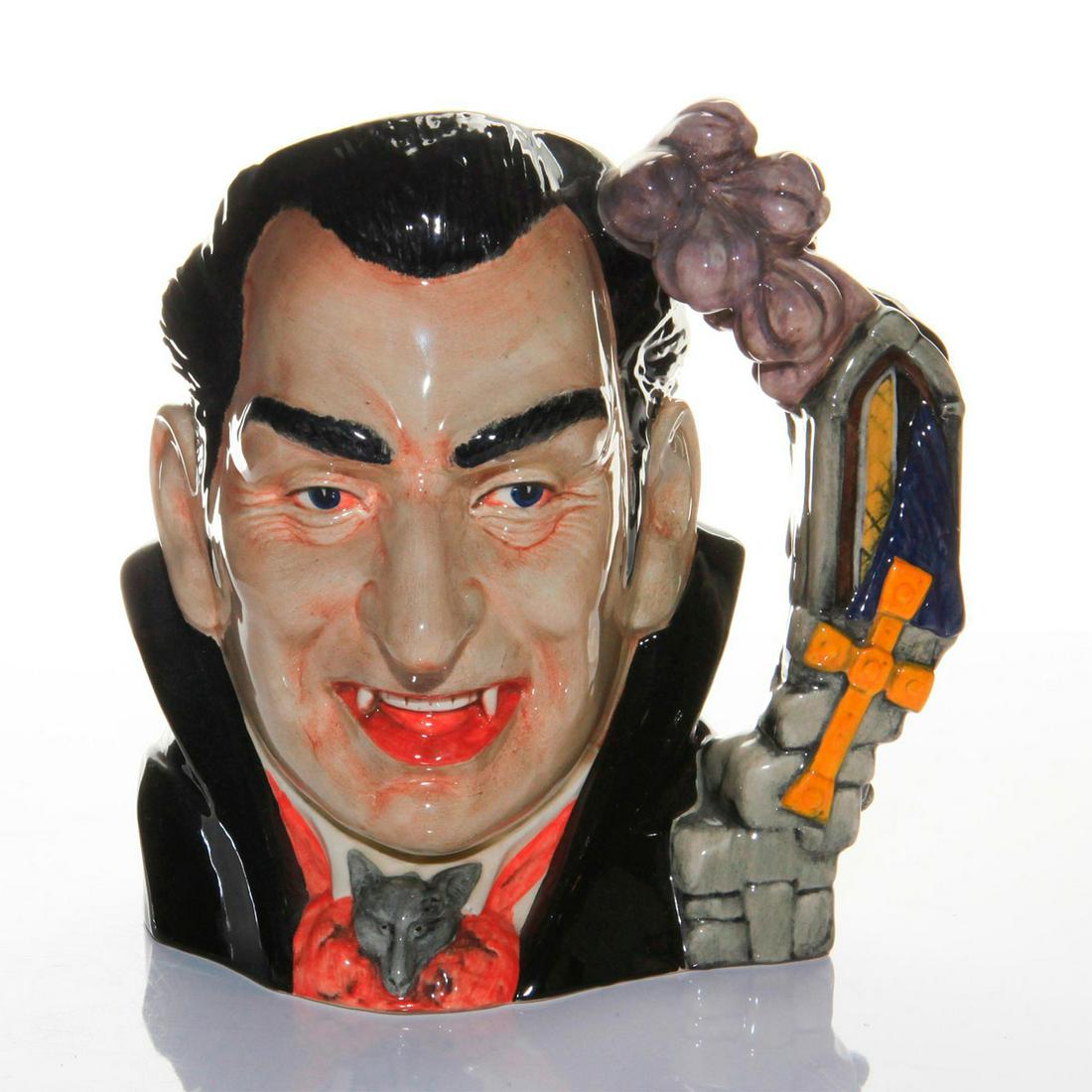ROYAL DOULTON LARGE CHARACTER JUG, COUNT DRACULA D7053: Character Jug of the Year 1997 Certificate. Signed and dated by Michael Doulton,26 Mar 1996. Artist: David Biggs Issued: 1996 Dimensions: 7.5"H Manufacturer: Royal Doulton Country of Origin: England