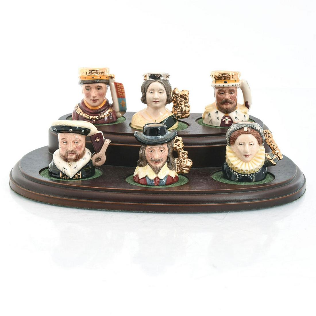 6 TINY ROYAL DOULTON CHARACTER JUGS AND STAND (1 of 2)