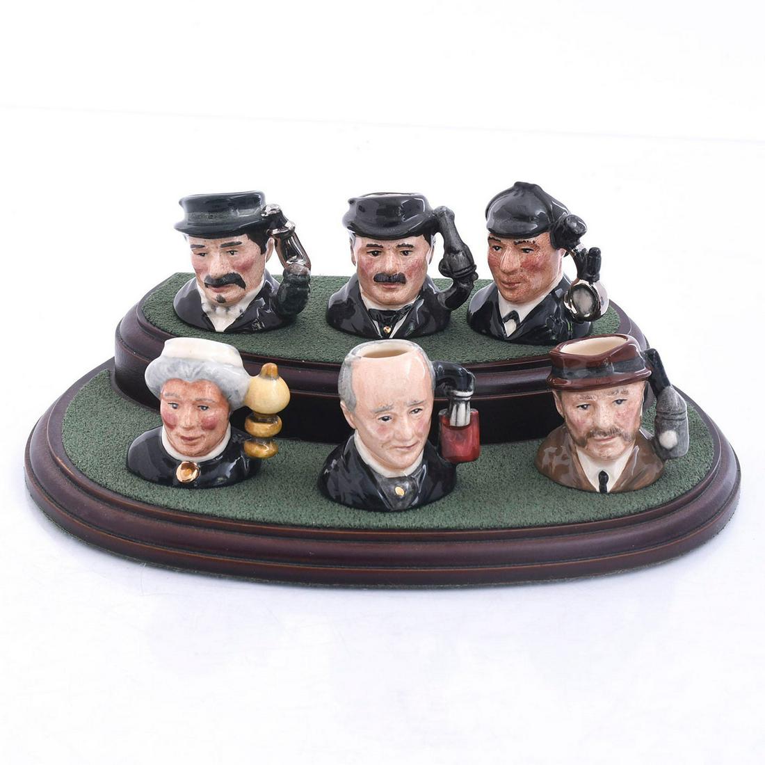 6 TINY  ROYAL DOULTON SHERLOCK HOLMES JUGS AND STAND (1 of 3)