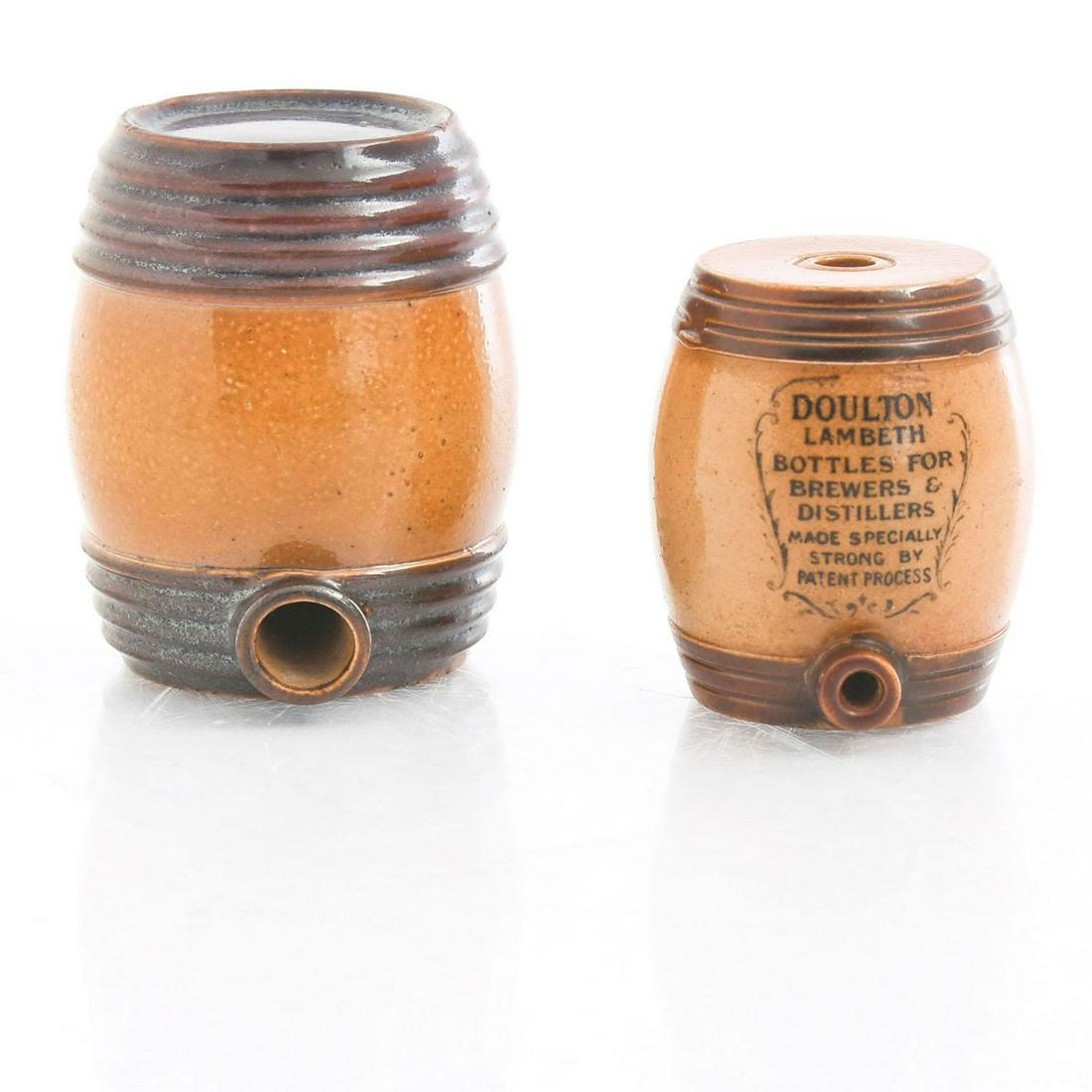 PAIR OF DOULTON LAMBETH MINIATURE BEER/LIQUOR BARRELS (1 of 5)