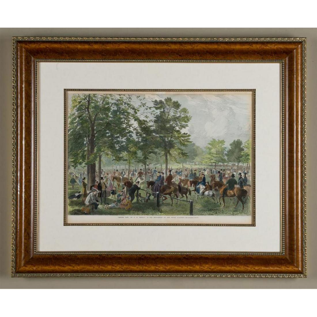 ENGRAVED RIDING PRINT ROTTEN ROW G. H. THOMAS 1862 (1 of 1)