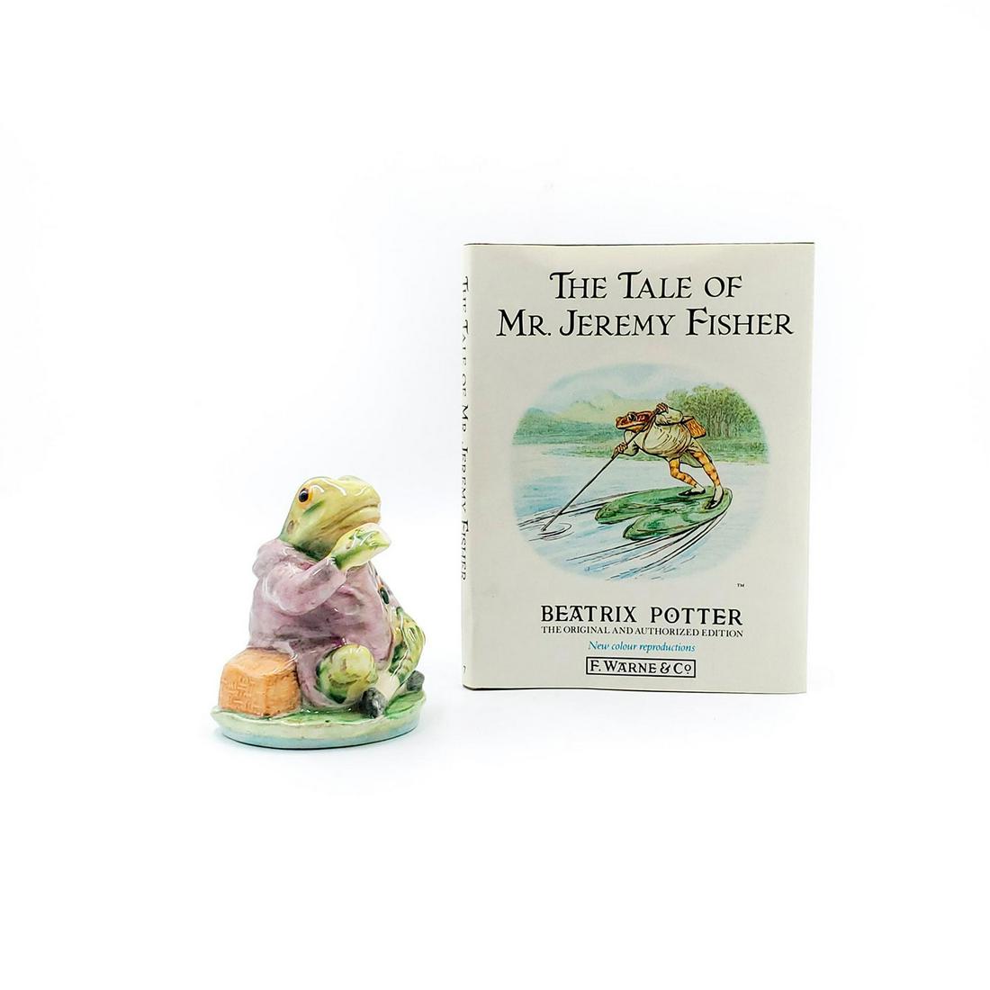 BESWICK FIGURINE, BEATRIX POTTER SERIES, JEREMY FISHER: The Tale of Mr. Jeremy Fisher. In original box. Issued: 20th. c. Dimensions: 6.5"H Manufacturer: Beswick Country of Origin: England