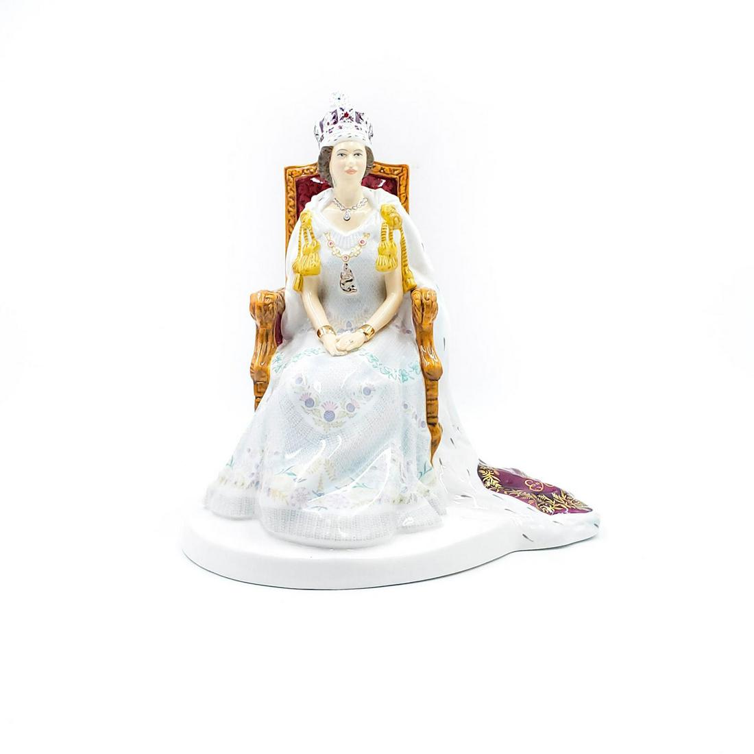 ROYAL DOULTON FIGURINE, QUEEN ELIZABETH II: Diamond Jubilee HN5582. Ltd. Ed. To celebrate 60 year reign. Artist: Tim Potts Issued: 20th c. Dimensions: 7.5"H Edition Number: 1544 Edition Size: 4000 Manufacturer: Royal Doulton Country of Origin: 