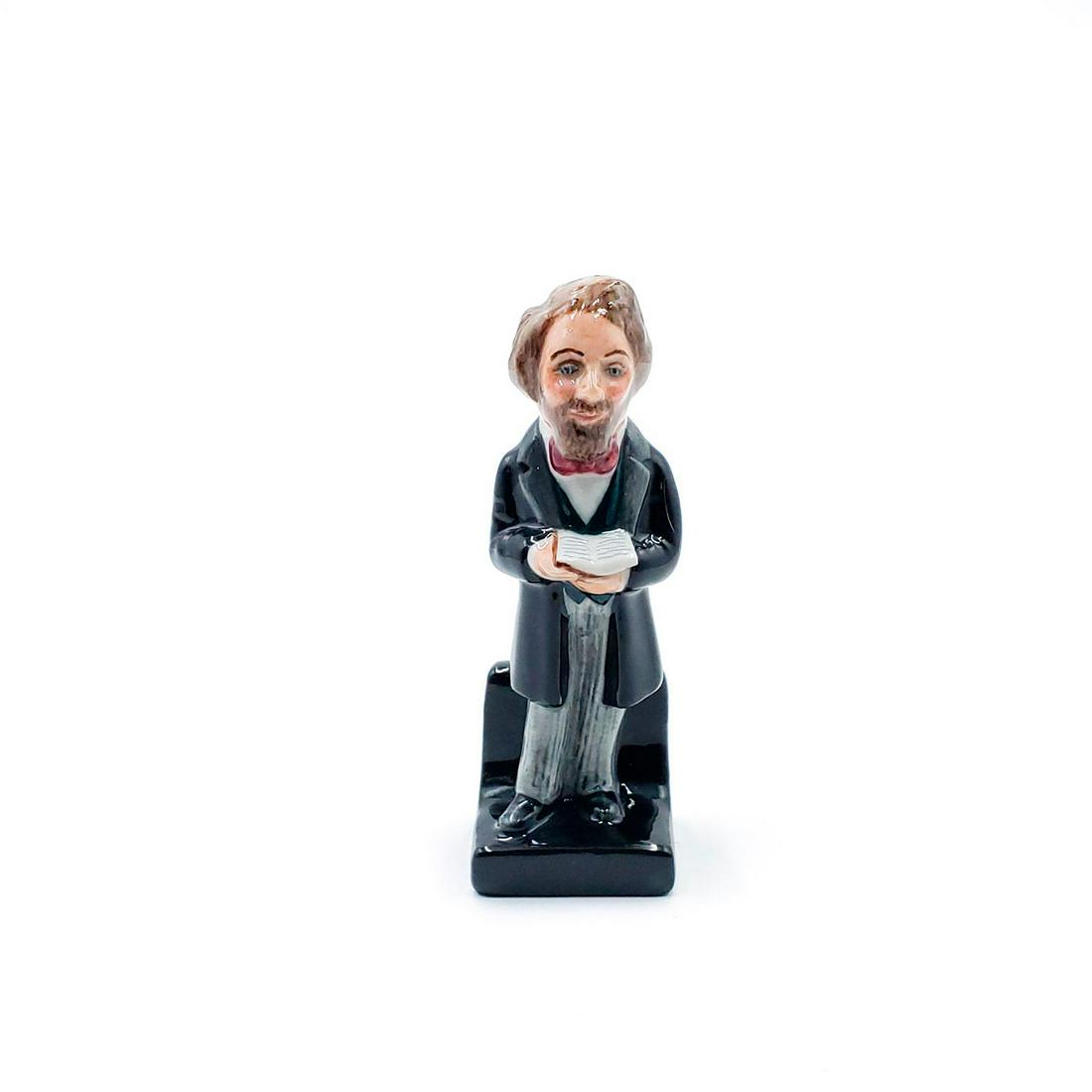 ROYAL DOULTON FIGURINE, CHARLES DICKENS HN3448: Men of History series. Black and gray. Sp. Ed. Artist: Peter Gee Issued: 20th. c. Dimensions: 4"H Manufacturer: Royal Doulton Country of Origin: England