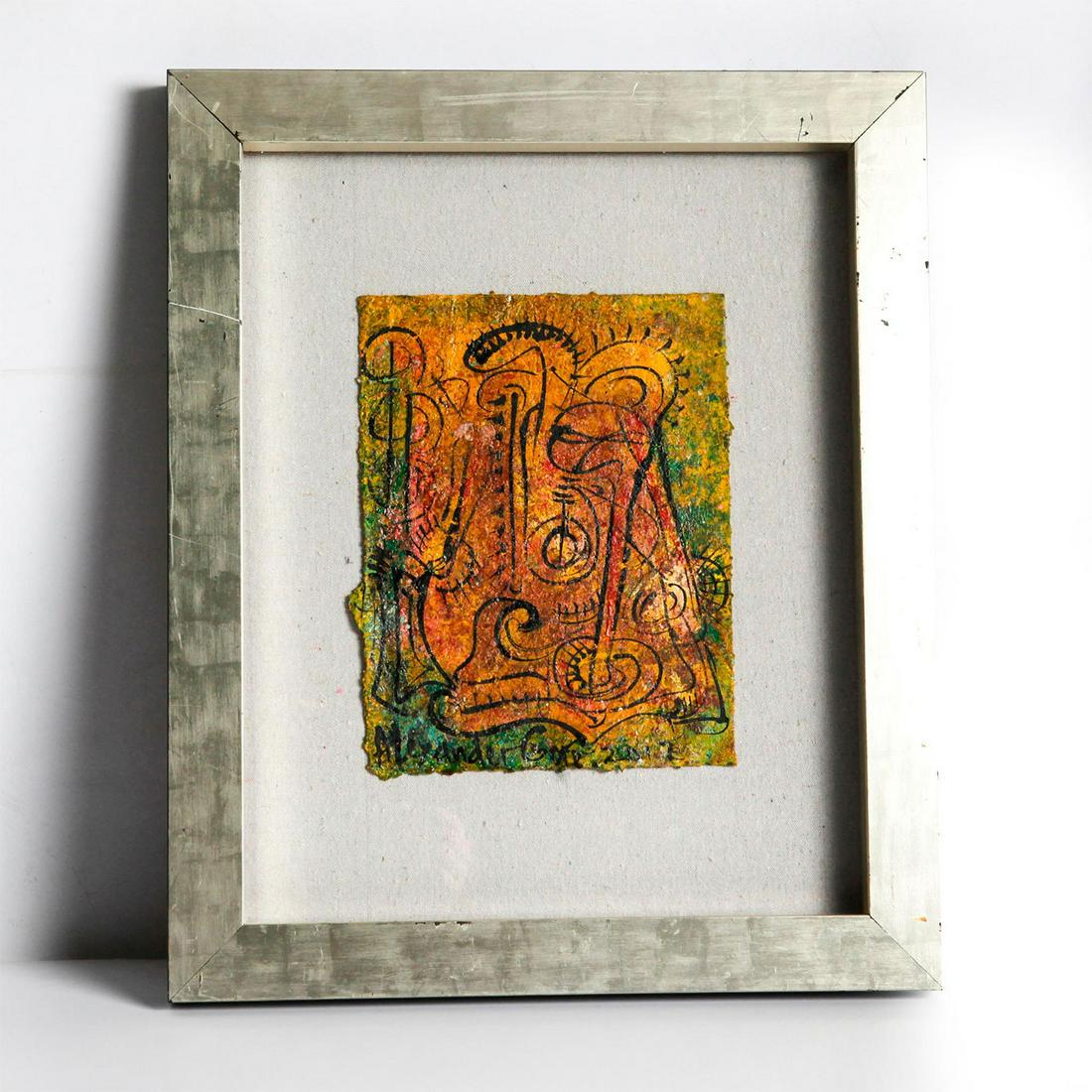 ALEXANDER GORE OIL ON PAPER PAINTING: Abstract painting, signed and dated by artist. Artist: Alexander Gore Issued: 2012 Dimensions: 23"H x 19"W, framed Country of Origin: United States