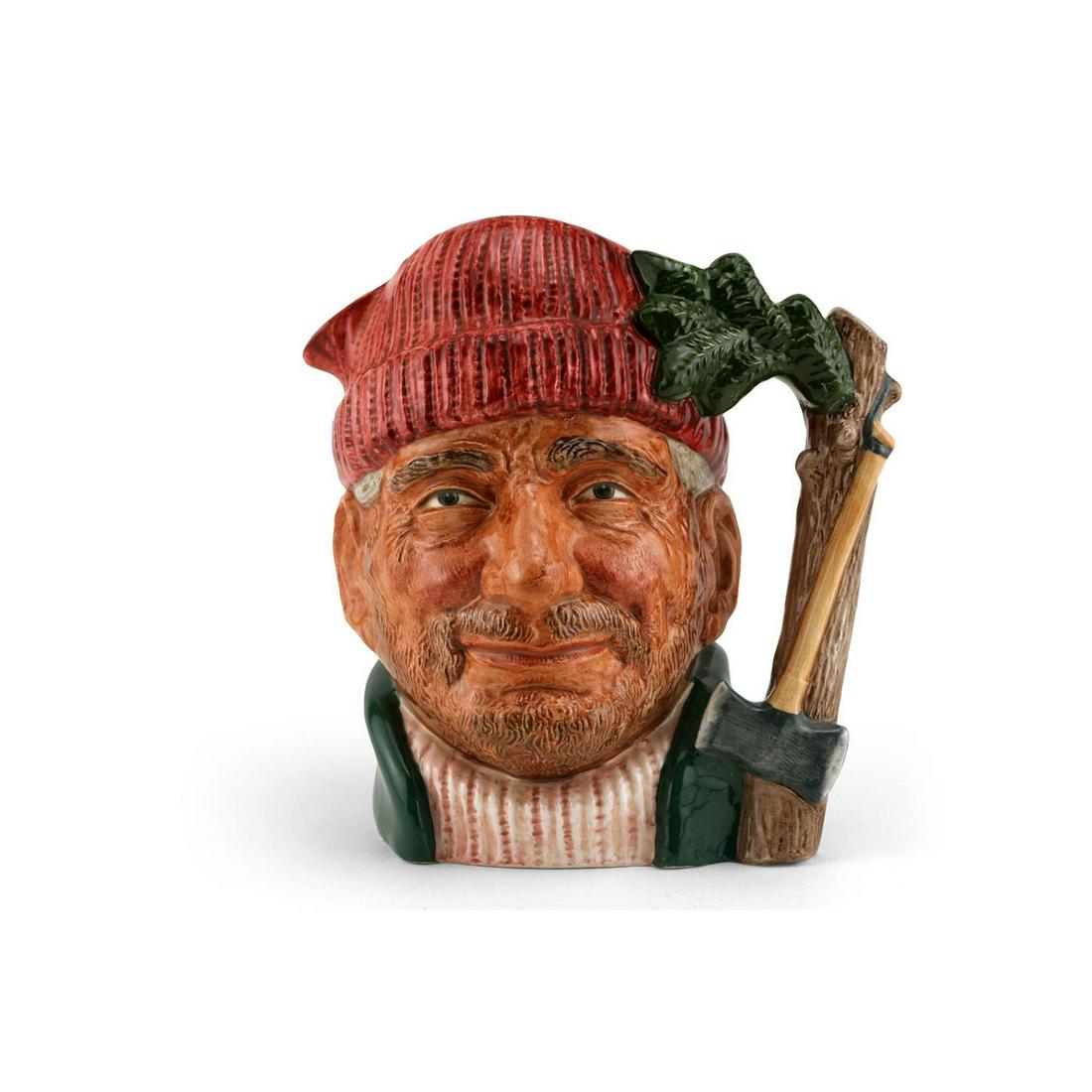 LUMBERJACK CENTENARY D6610 - LARGE - ROYAL DOULTON: Royal Doulton Character Jug, Lumberjack Centenary D6610 (red cap, green jacket, pink sweater). Designed by Max Henk. Series: Canadian Centennial Series, 1867 - 1967. Issued: 1967 - 1967. Size: 7.25"H 