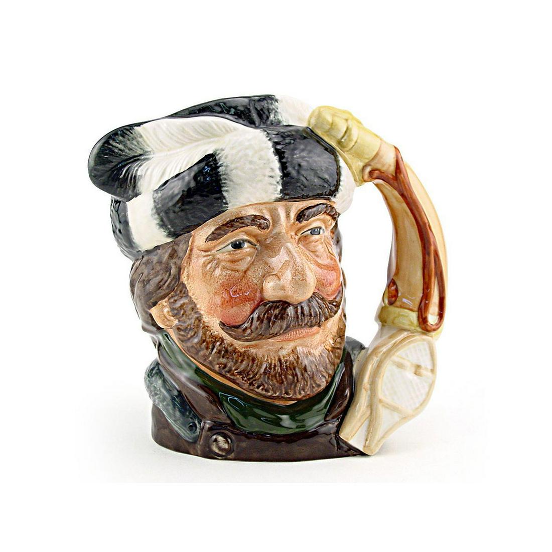 TRAPPER D6609 - LARGE - ROYAL DOULTON CHARACTER JUG: Royal Doulton Character Jug, Trapper D6609 (dark green and white hair; brown and green clothing). Designed by Max Henk and David B. Biggs. Series: Canadian Centennial Series 1867 - 1967, issued 1967 -