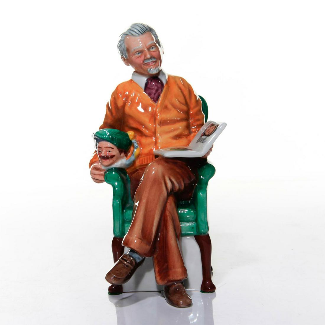 ROYAL DOULTON FIGURINE, PRIDE AND JOY HN2945: International Collector's Club. Green, brown and orange colorway. Royal Doulton backstamp. Artist: Robert Tabbenor Issued: 1983 Dimensions: 7.5"H Manufacturer: Royal Doulton Country of Origin: England