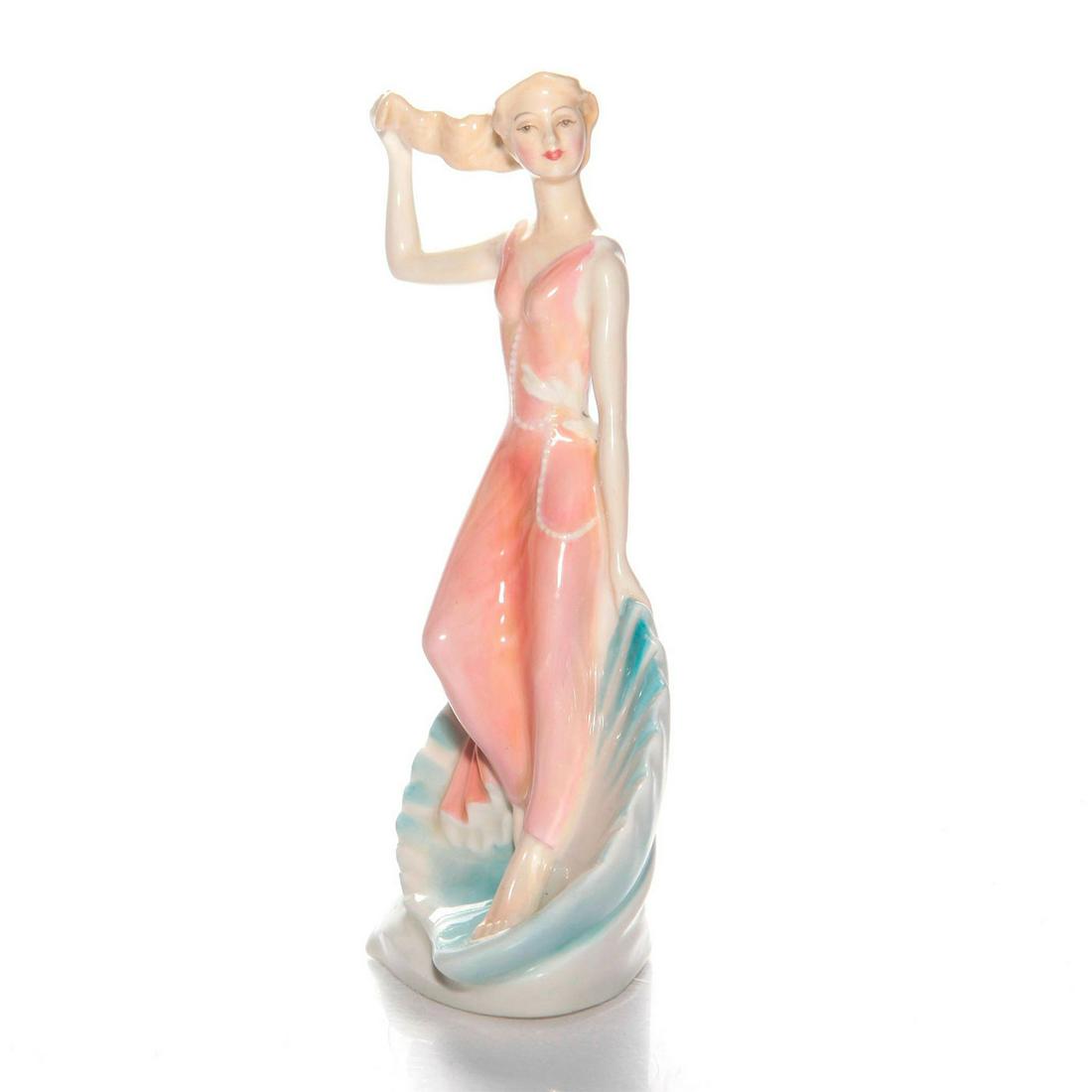 ROYAL DOULTON LADY FIGURINE, SEA SPRITE HN2191: A Peggy Davies girl inspired by the Neoclassical Birth of Venus. Artist: Peggy Davies Issued: c. 1960 Dimensions: 7.25"H x 3.25"W Manufacturer: Royal Doulton Country of Origin: England