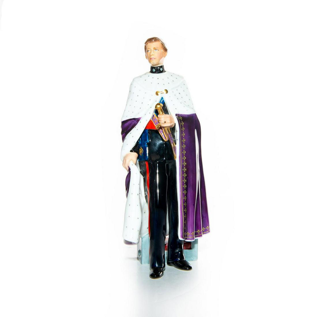 ROYAL DOULTON FIGURINE, PRINCE OF WALES HN2883: - Royalty Artist: Eric J. Griffiths Issued: 1981; Ltd. 1500 Dimensions: 8"H Edition Number: 284 Edition Size: 1500 Manufacturer: Royal Doulton Country of Origin: England