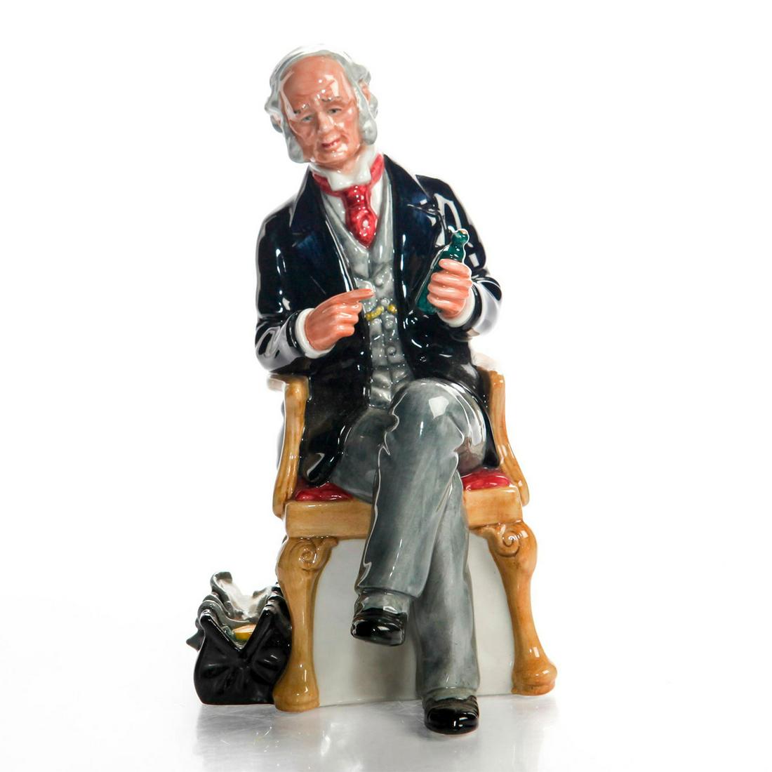 ROYAL DOULTON FIGURINE, THE DOCTOR HN2858: Professions series. Black and grey colorway. Doulton backstamp. Artist: William K. Harper Issued: 1979-1992 Dimensions: 7.75"H Manufacturer: Royal Doulton Country of Origin: England