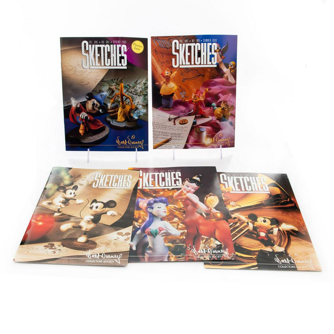 5 WALT DISNEY COLLECTORS SKETCHES COMPLETE VOL. 1: Includes Vol. 2 No. 1. with collectors booklet holder. Issued: 1993-1994 Dimensions: 12"H Manufacturer: Walt Disney Country of Origin: United States