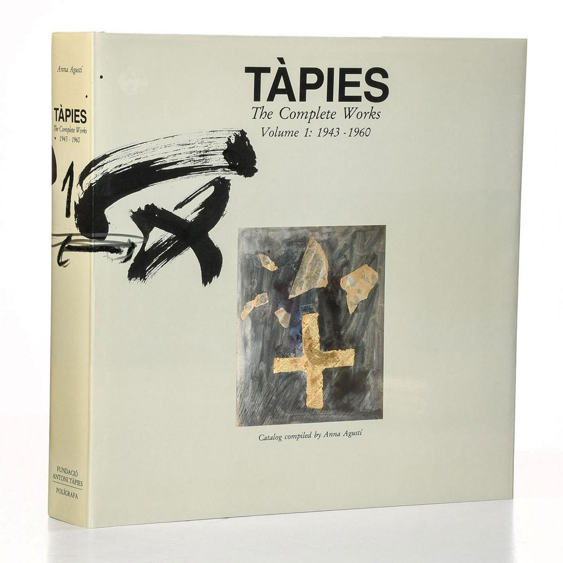 BOOK, ANTONI TAPIES THE COMPLETE WORKS VOLUME 1: Hard cover 546 pp. Over 980 color and b&w illustrations. Issued: 1988 Dimensions: 12.25"H x 11.75"W Manufacturer: Edicions Poligrafas Country of Origin: Spain