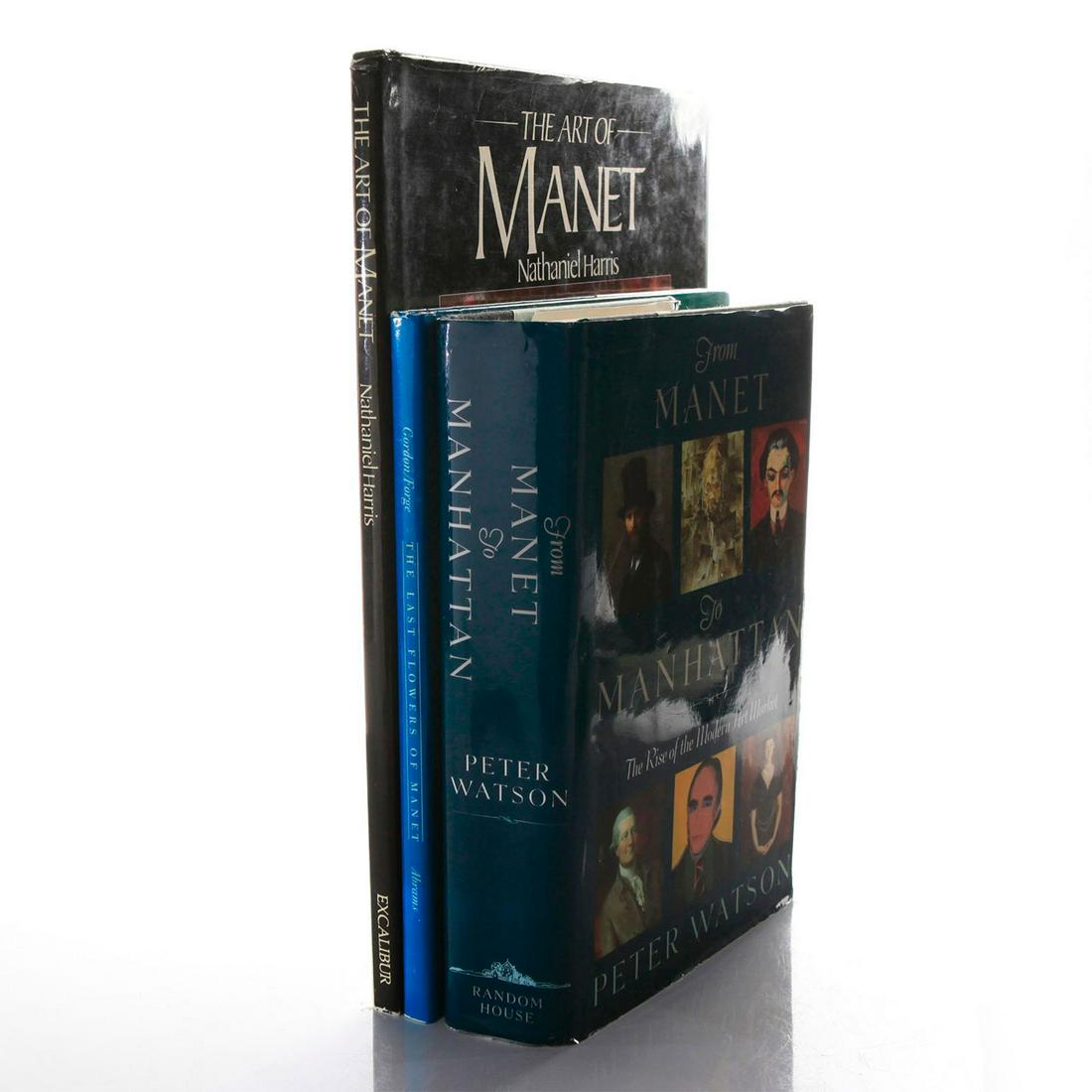 3 BOOKS, ON EDOUARD MANET: Hardcover, dust jackets. The set includes The last flowers of Manet by Robert Gordon and Andrew Forge. Issued: 1980s-1900s Dimensions: 13"L x 9.5"W, largest