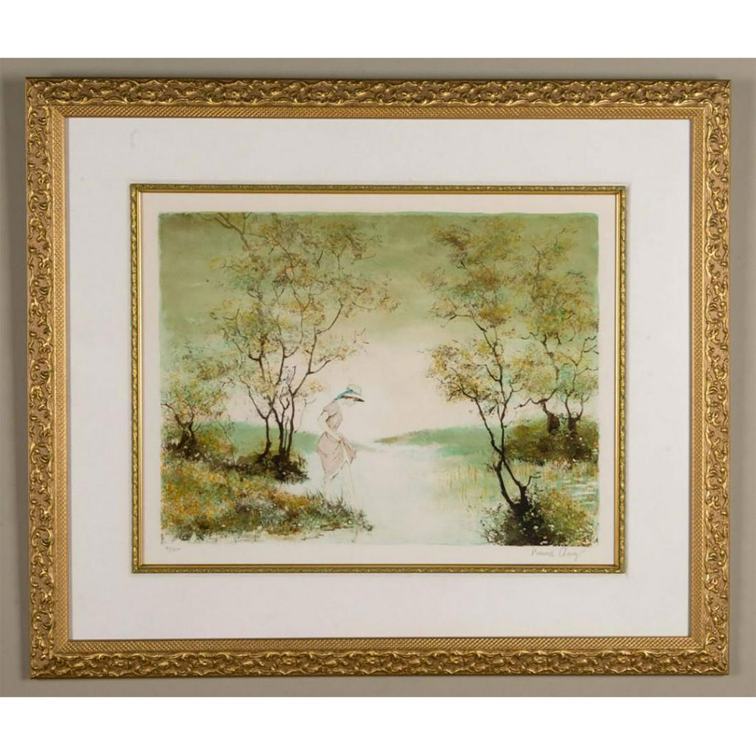 BERNARD CHAROY (FRENCH, b.1931) LITHOGRAPH: Bernard Charoy (French, born 1931) limited edition lithograph numbered 9/250 lower left, pencil signed lower right. Many works by the artist have been sold at auction, including "Jardin en Mediterrane