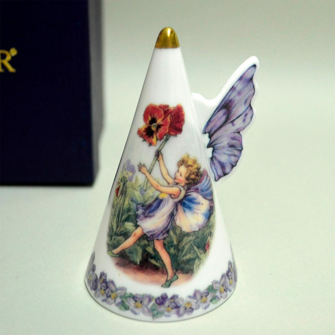 ROYAL WORCESTER PORCELAIN PANSY FAIRY CANDLE SNUFFER: English Fine Bone China. Hand created, hand painted. Box. English Fine Bone China. Hand created, hand painted. Box. Artist: Royal Worcester Issued: Vintage Dimensions: 3 1/2"H Manufacturer: Royal Worc