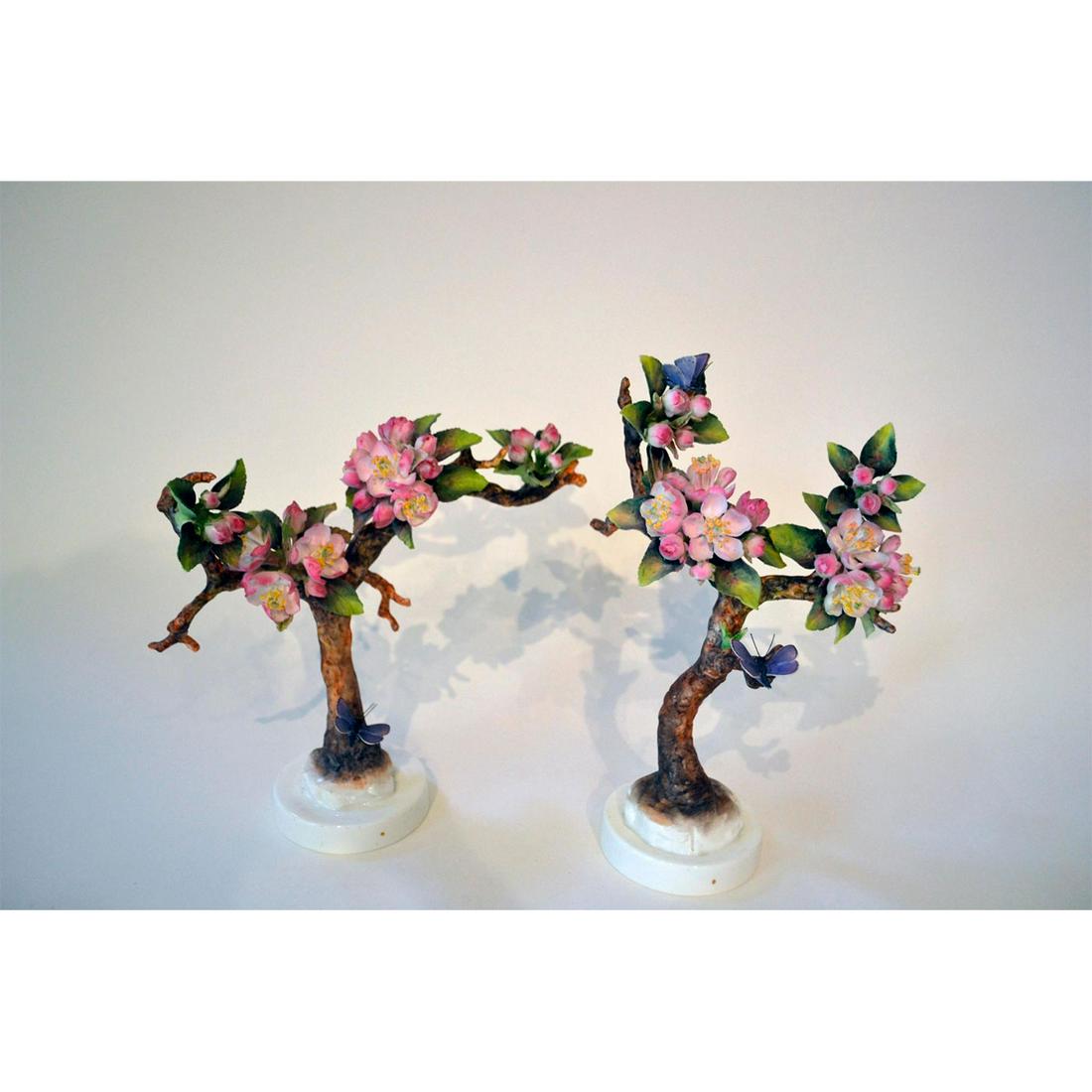 ROYAL WORCESTER DOROTHY DOUGHTY CRABAPPLE AND BUTTERFLY: English Fine Bone China, bisque decorated. Ltd. Ed, 250. Authentic Hallmark. 1940. English Fine Bone China, bisque decorated. Ltd. Ed, 250. Hand made, hand decorated. Authentic Hallmark. 1940. Artist:
