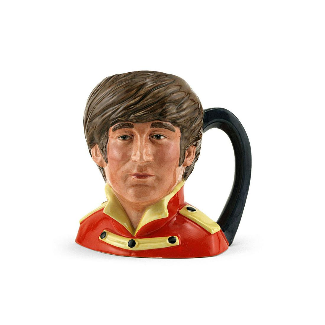 JOHN LENNON D6797 (COLORWAY) - ODD SIZE - ROYAL DOULTON: Royal Doulton Character Jug, John Lennon Colorway D6797 (red jacket with yellow collar and epaulettes). Designed by Stanley . Taylor. Series: The Beatles, issued 1987 in limited edition of 1,000. Size