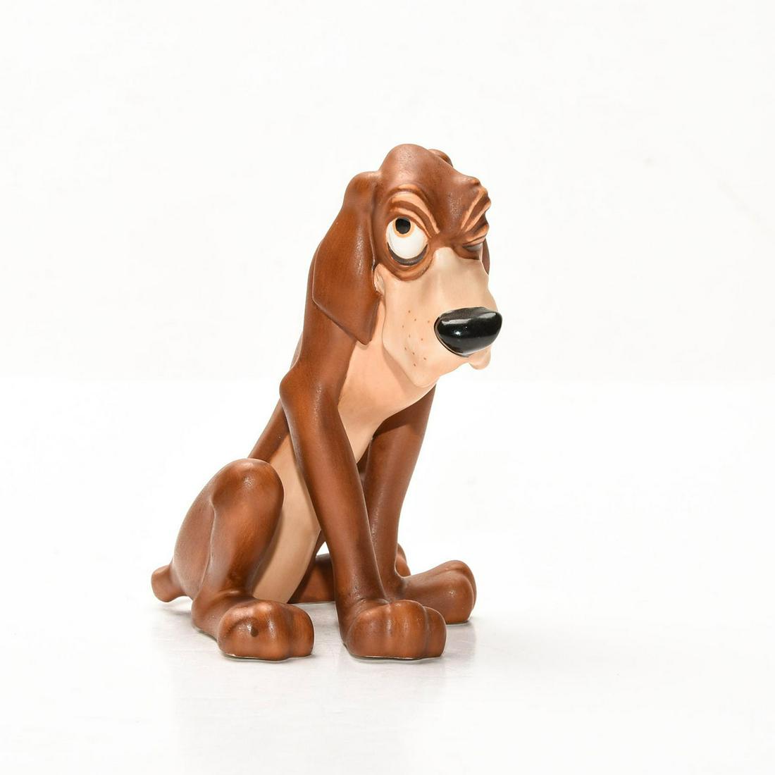 DISNEY CLASSICS CINDERELLA FIGURINE, BRUNO THE DOG: Scene from the 1950 classic animated film. DISNEY backstamp. Stamped to base WALT DISNEY CLASSICS COLLECTION CINDERELLA. JUST LEARN TO LIKE CATS. Collectors box. Issued: c. 1995 Dimensions: 4.25"H x 4