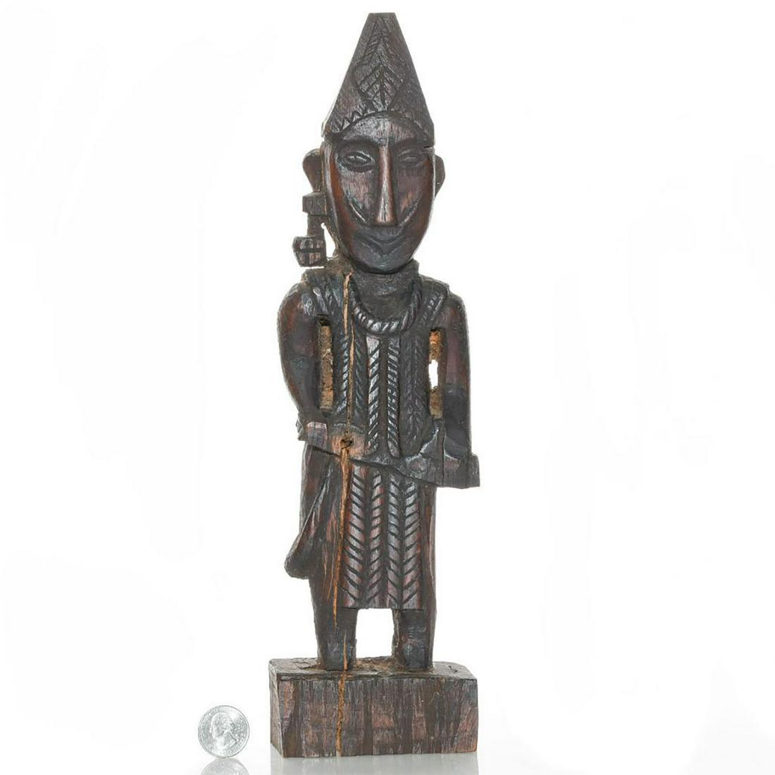 HAND CARVED AFRICAN WARRIOR WOODEN SCULPTURE (1 of 3)