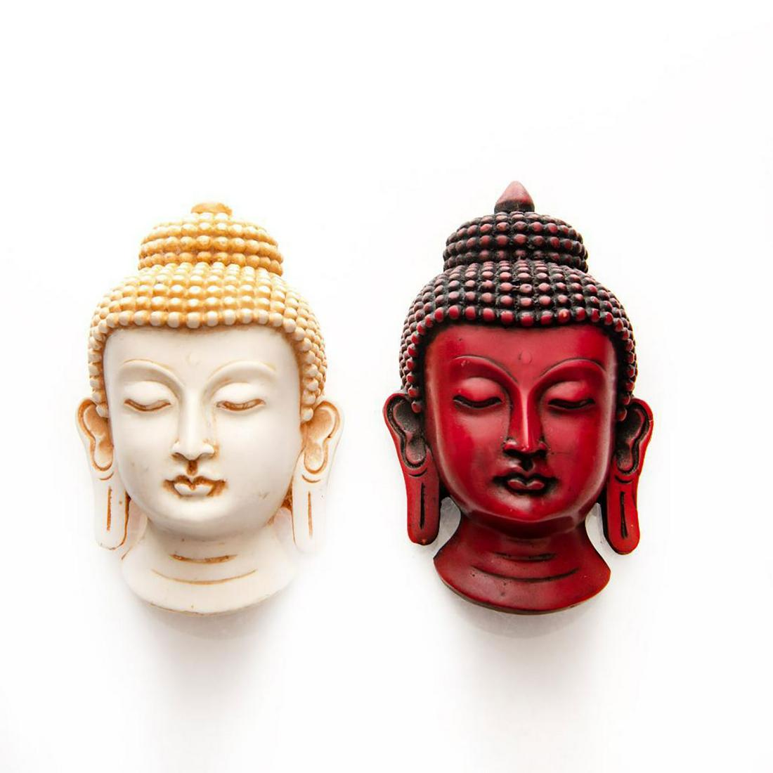 2 CERAMIC WALL MOUNTS HEAD OF BUDDHA (1 of 2)