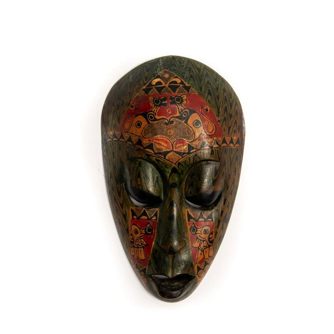 INDONESIAN TRIBAL CEREMONIAL WOODEN WALL MASK (1 of 4)
