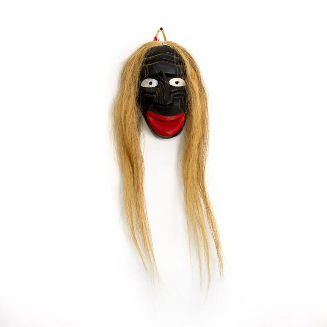 VINTAGE IROQUOIS WOODEN WALL MASK, BROKEN NOSE (1 of 5)