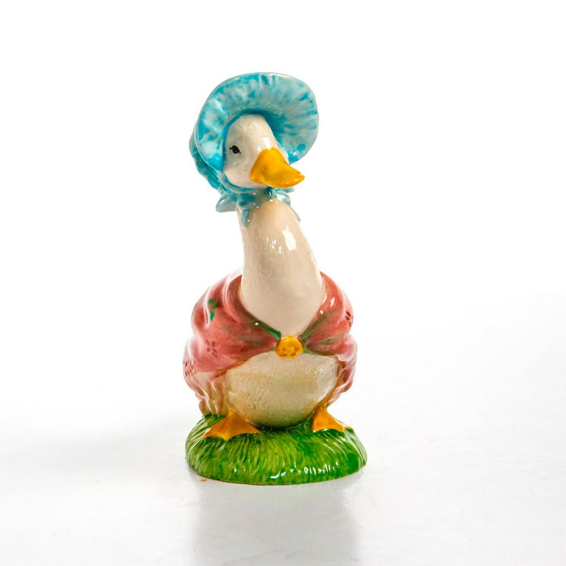 BESWICK WARE FIGURINE, JEMIMA PUDDLE DUCK: Beatrix Potter figure. Duck with pink shawl. Beswick backstamp. Artist: Arthur Gredington Artist: Arthur Gredington Issued: 1993 Dimensions: 6"H Manufacturer: Beswick Country of Origin: England