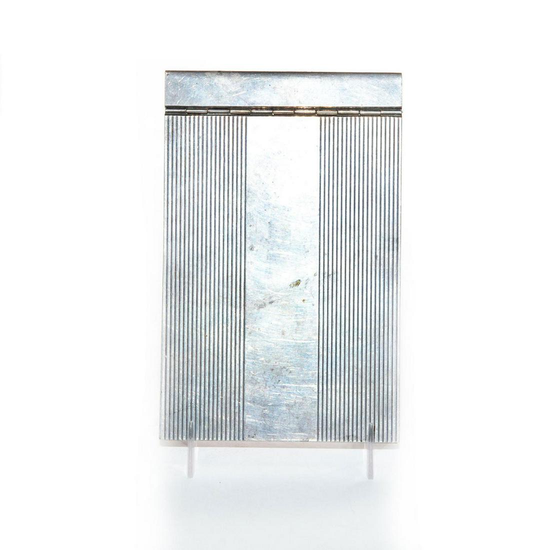 TIFFANY STUDIOS ART DECO SILVER CHECK PRESENTER: Stamped Tiffany Studios. Tests as silver, but is unmarked. Tiffany Studios was founded by Louis Comfort Tiffany, son of Charles Lewis Tiffany founder of Tiffany & Co. Louis Comfort Tiffany through Tif