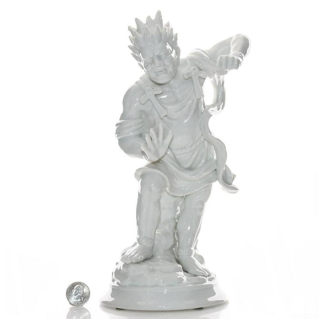 VINTAGE FITZ AND FLOYD WARRIOR IVORY GLAZED FIGURINE: Hand crafted ceramic figurine of fighting man. Issued: 20th c. Dimensions: 12"H Manufacturer: Fitz and Floyd Country of Origin: United States Provenance: David Farin Collection