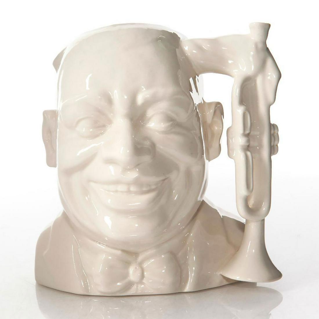 LG DOULTON UNDECORATED CHARACTER JUG, LOUIS ARMSTRONG: D6707. The Celebrity Collection. Ceramic; glazed finish. Doulton backstamp. Artist: David Biggs Issued: 20th c. Dimensions: 8"H Manufacturer: Royal Doulton Country of Origin: England