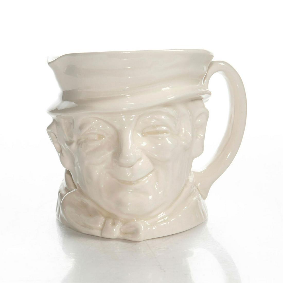 LG ROYAL DOULTON CHARACTER JUG, SAM WELLER D6064: Undecorated glazed ceramic jug with plain handle. Doulton backstamp. Artist: Harry Fenton Issued: 1940-1960 Dimensions: 6.5"H Manufacturer: Royal Doulton Country of Origin: England