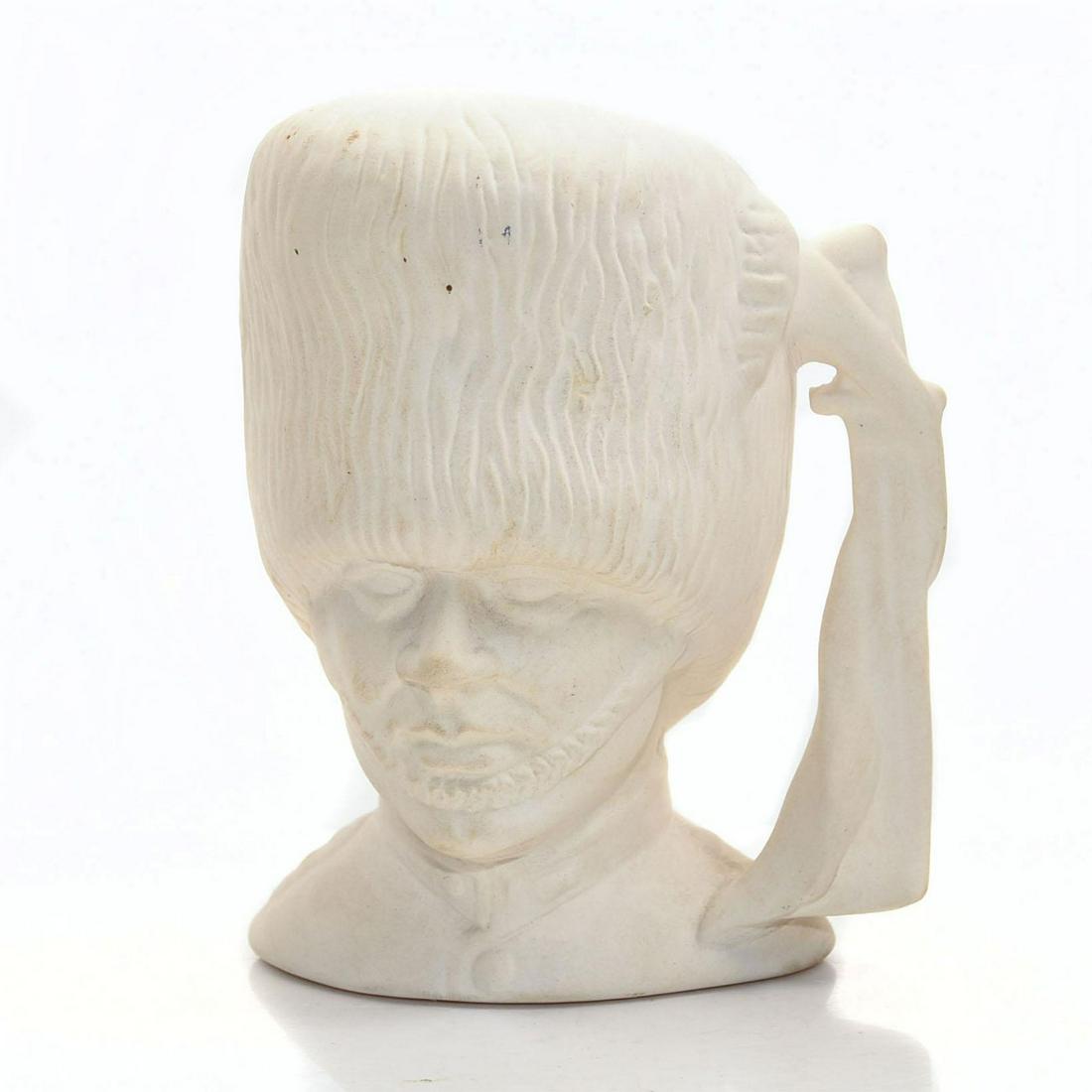 SM ROYAL DOULTON CHARACTER JUG, THE GUARDSMAN D6771: Prototype undecorated ceramic jug. Artist: Stanley Taylor Issued: 1986-1999 Dimensions: 4"H Manufacturer: Royal Doulton Country of Origin: England