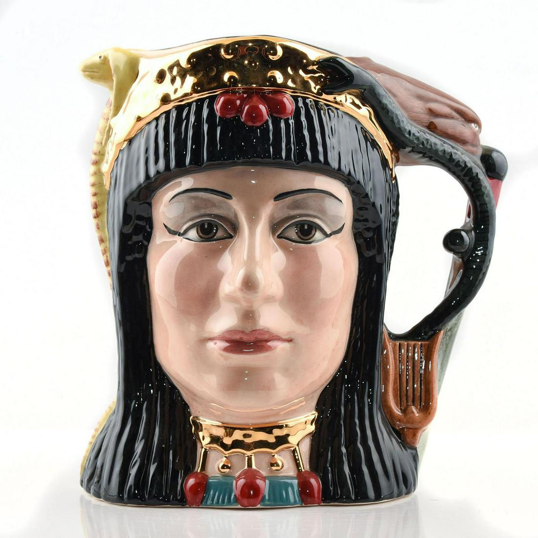 ANTONY AND CLEOPATRA D6728 - LARGE - ROYAL DOULTON: Royal Doulton Character Jug, Antony and Cleopatra D6728 (black, grey, brown coloration). Designed by Michael Abberley. Series: The Star - Crossed Lovers Collection (Two-faced jug), issued: 1985 in a l