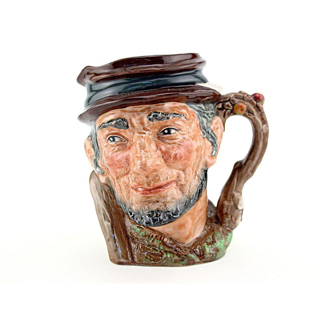 JOHNNY APPLESEED D6372 - LARGE - ROYAL DOULTON: Johnny Appleseed D6372 (maroon and grey cap, brown robes). Designed by Harry Fenton, issued 1953 - 1969. Size: 6"H (Large)John Chapman (1774 - 1845) was and American pioneer who sold and gave saplings