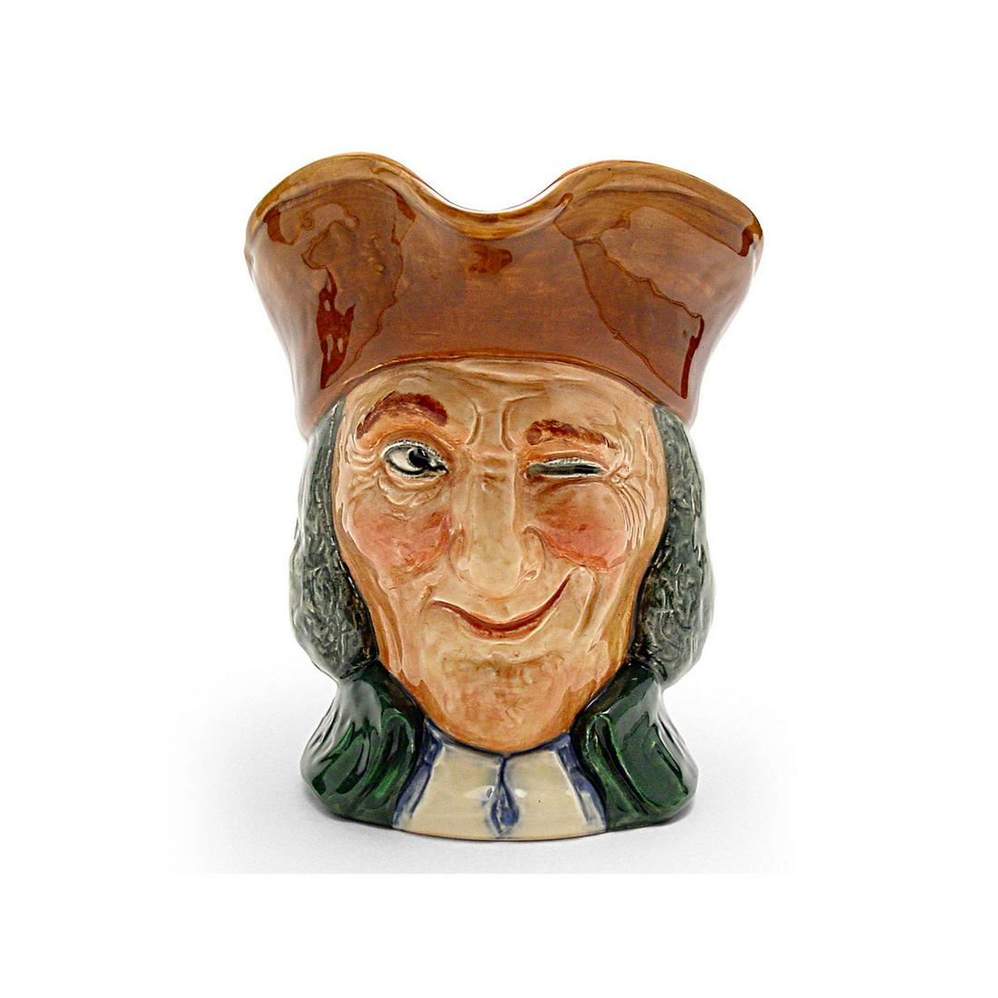 VICAR OF BRAY D5615 - LARGE - ROYAL DOULTON CHARACTER: Vicar of Bray D5615 (brown hat; green coat). Designed by Charles Noke and Henry Fenton, issued 1936 - 1960. Size: 6.75"H (Large)In the popular song of the 18th century, this very adaptable parson boas