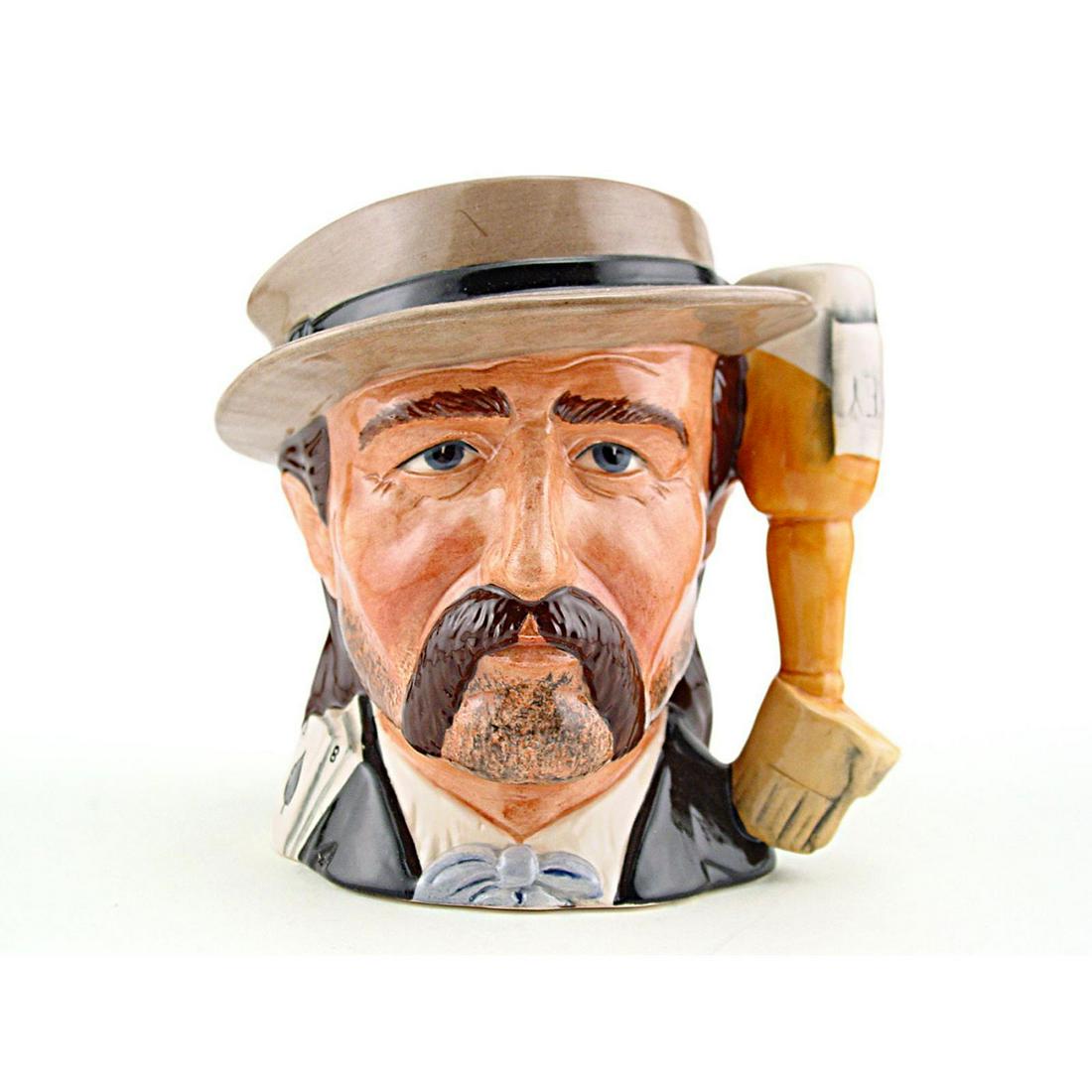 WILD BILL HICKOCK D6736 - ODD SIZE - ROYAL DOULTON: Royal Doulton Character Jug, Wild Bill Hickock D6736 (black, brown and white coloration). Designed by Michael Abberley. Series: The Wild West Collection, issued 1985 -1989. Size: 5.5"H (odd)After serv