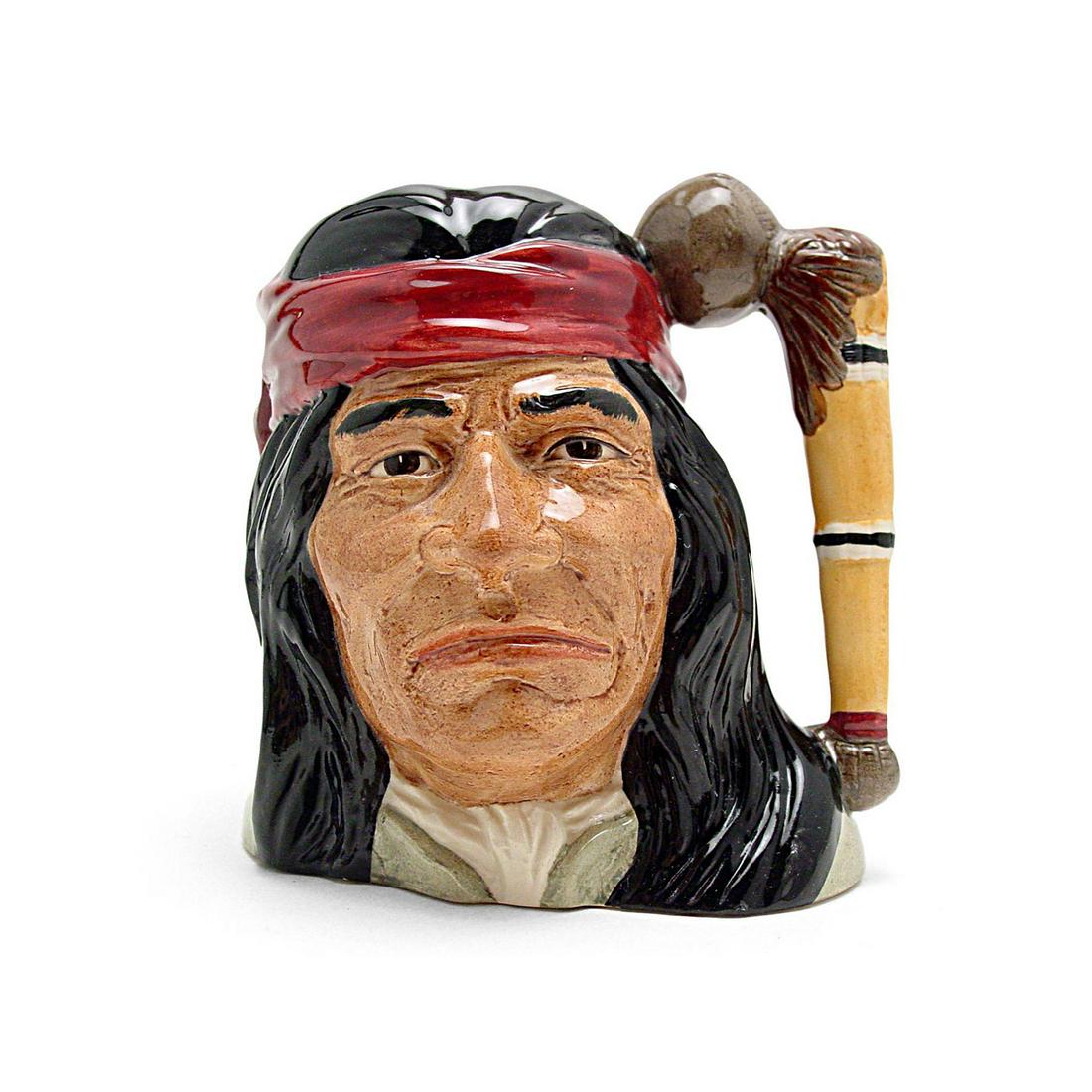 GERONIMO D6733 - ODD SIZE - ROYAL DOULTON CHARACTER JUG: Royal Doulton Character Jug, Geronimo D6733 (black, red and white coloration). Designed by Stanley J. Taylor. Series: The Wild West Collection, issued 1985 - 1989. Size: 5.5"H (odd)Geronimo (1829 - 19