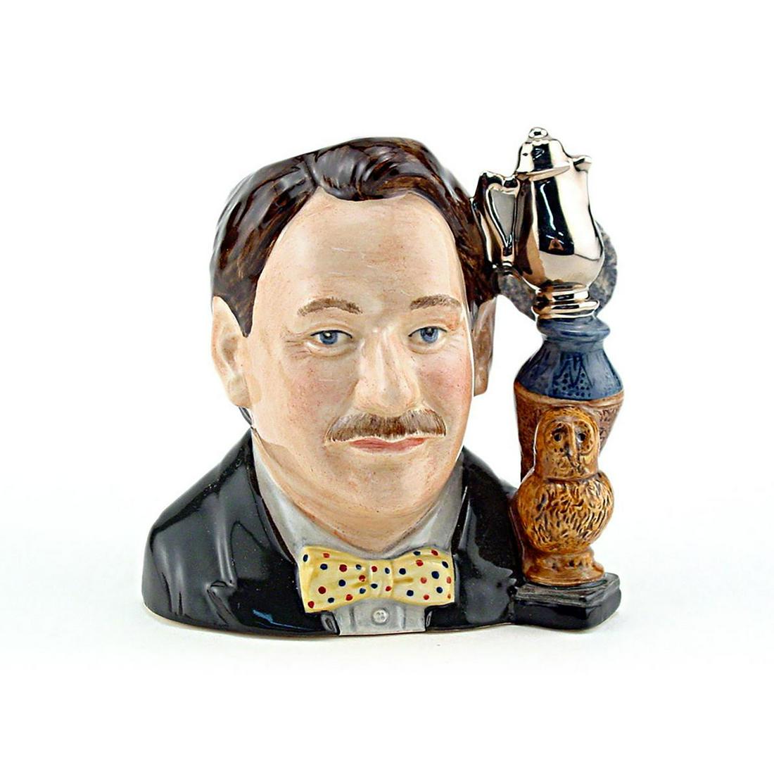 ERIC KNOWLES D7130 - SMALL - ROYAL DOULTON CHARACTER: Royal Doulton Character Jug, Eric Knowles D7130 (black jacket; yellow dotted bow tie). Designed by David B. Biggs, issued 1999 in limited edition of 1,500. Size: 4"H (small) Eric Knowles is a director