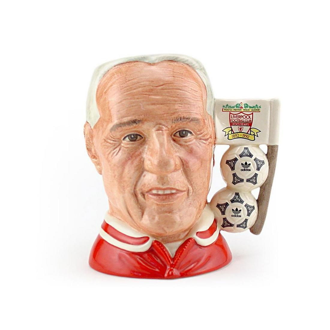 LIVERPOOL CENTENARY D6914 - SMALL - ROYAL DOULTON: Royal Doulton Character Jug, Liverpool Centenary D6914 (red jersey; white collar; grey hair). Designed by William K. Harper, issued 1992 in limited edition of 5,500. Size: 5"H (small) Issued to commem