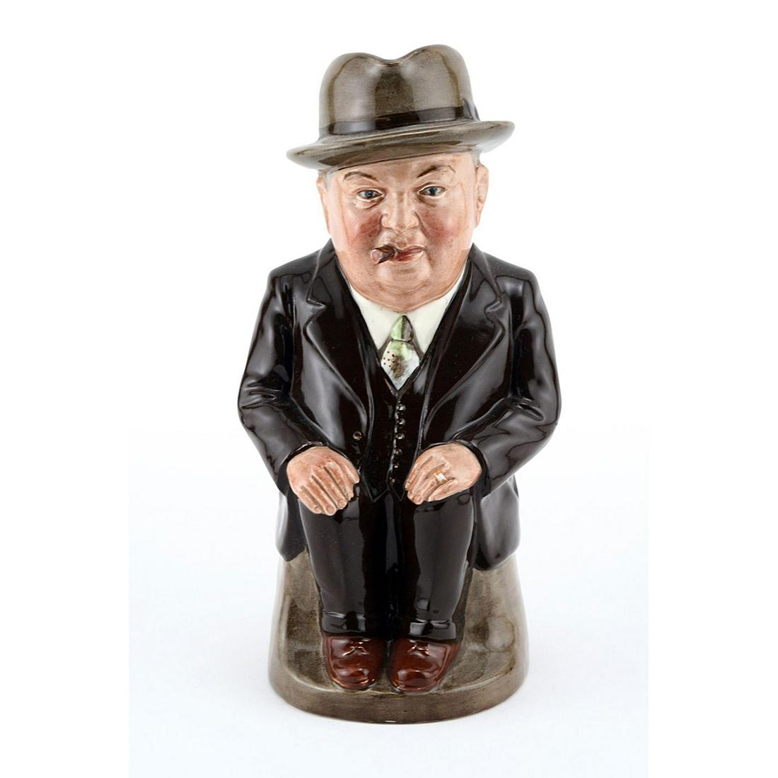 CLIFF CORNELL (DARK BROWN SUIT, LARGE) - ROYAL DOULTON: Royal Doulton Toby Jug, Cliff Cornell Large( Dark Brown suit; brown and cream striped tie). Designed by Unknown, issued 1956 - 1956. Size: 9''H (large) Through the years, Royal Doulton has interpreted