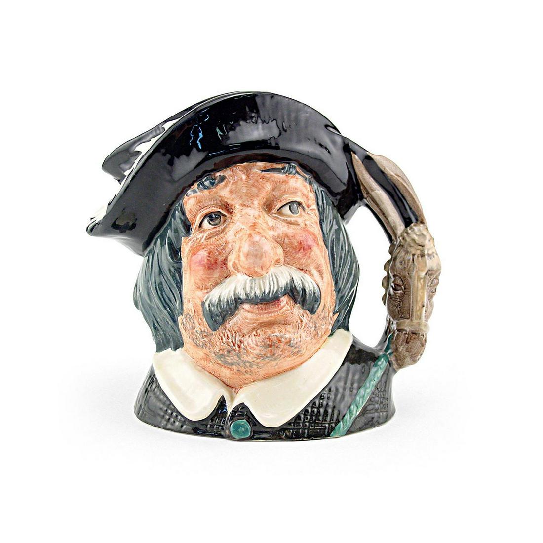 SANCHO PANCA D6456 - LARGE - ROYAL DOULTON CHARACTER: Sancho Panca D6456 (black hat with a white feather, black coat with a white collar). Designed by Geoff Blower. Series: Characters from Literature, issued 1957 - 1983. Size: 6.5"H (Large)This amiable p