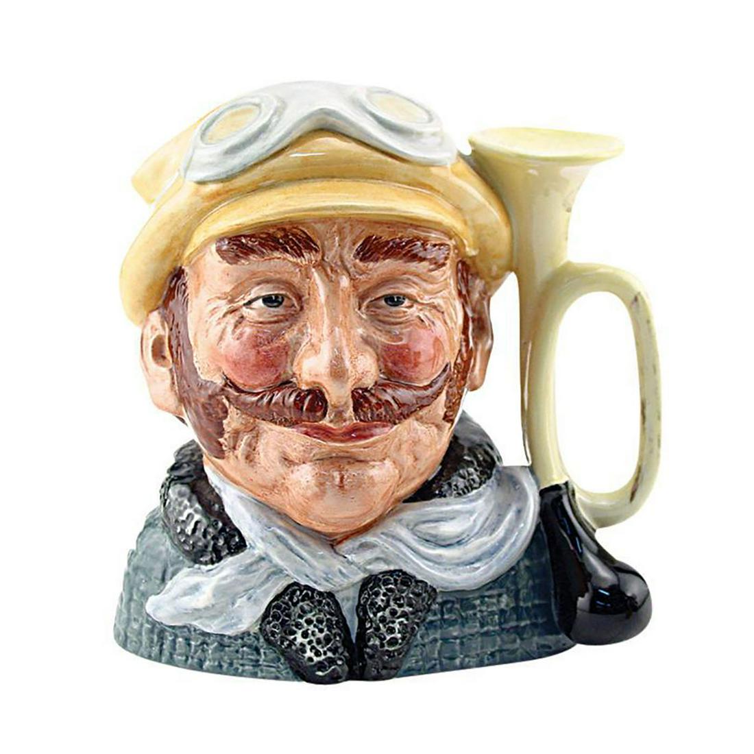 VETERAN MOTORIST D6633 - LARGE - ROYAL DOULTON: Veteran Motorist D6633 (yellow hat, green coat, white scarf). Designed by David B. Biggs, issued 1973 - 1983. Size: 7.5"H (Large) Manufacturer: Royal Doulton Country of Origin: England