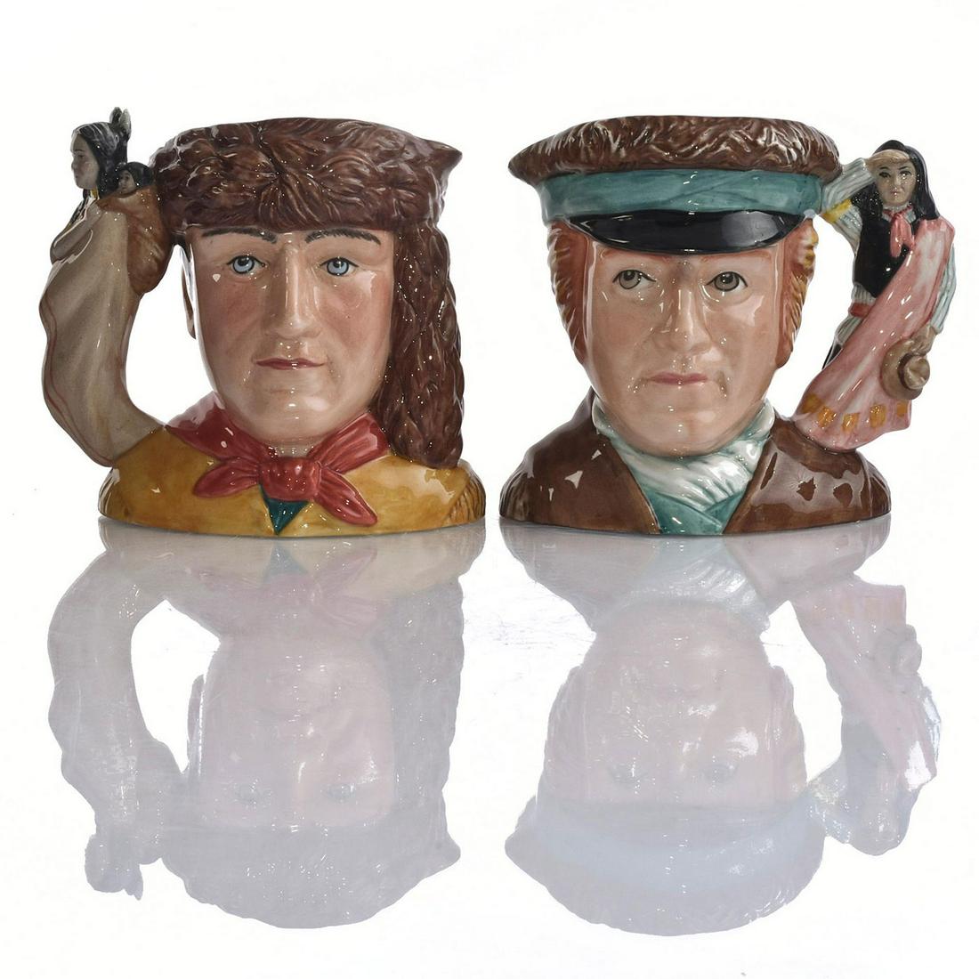 PAIR OF ROYAL DOULTON AMERICAN ICON CHARACTER JUGS: Includes Meriwether Lewis D7235 and William Clark D7234. Both made to commemorate the 200th anniversary of The Voyage of Discovery 1804-1806. Doulton backstamp. Artist: Various Issued: 2004 Dimensions