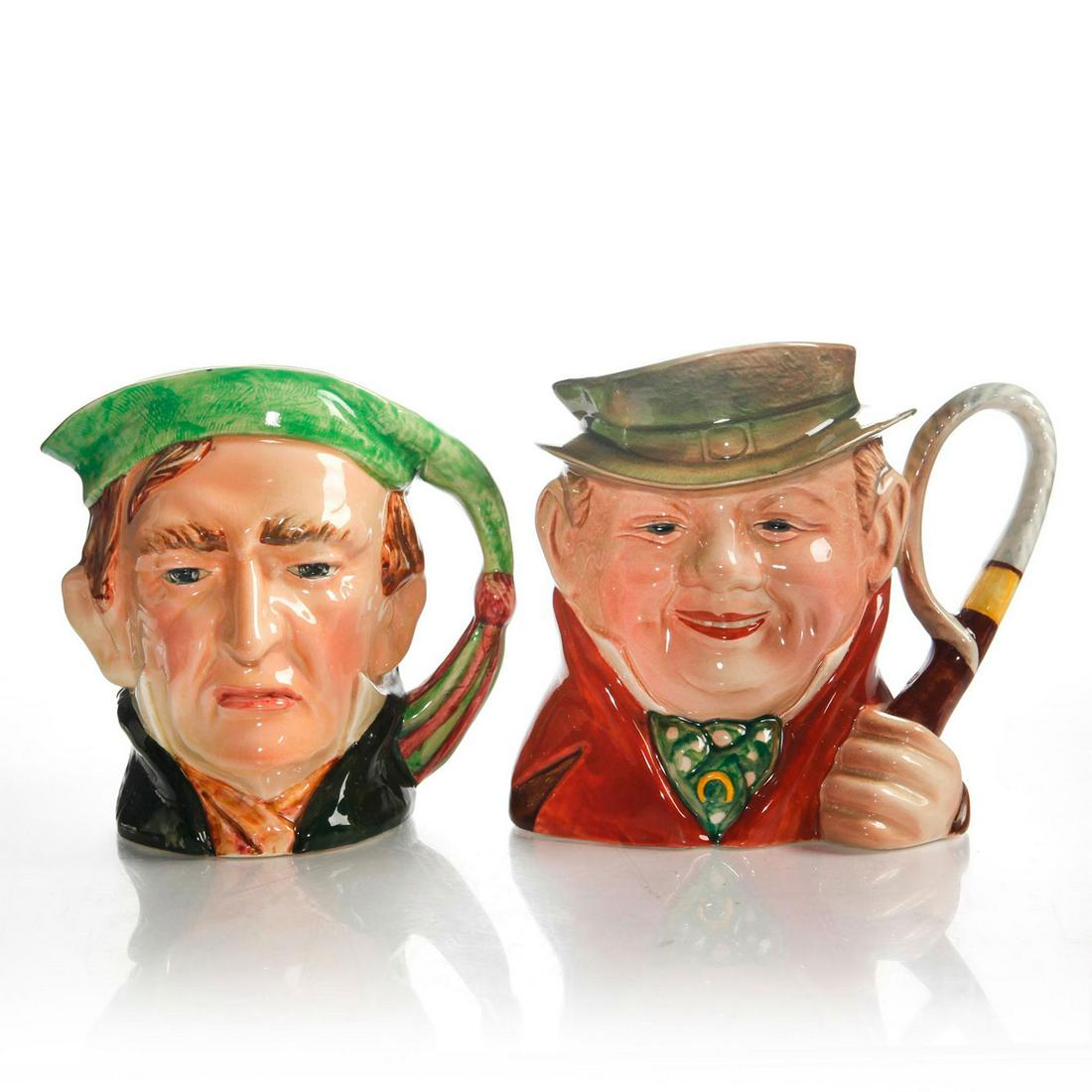 2 LARGE BESWICK WARE CHARLES DICKENS CHARACTER JUGS: Scrooge 372 and Tony Weller 281. Beswick backstamps. Crazing to body of jugs. Issued: 20th c. Dimensions: 7"H, tallest Manufacturer: Beswick Country of Origin: England