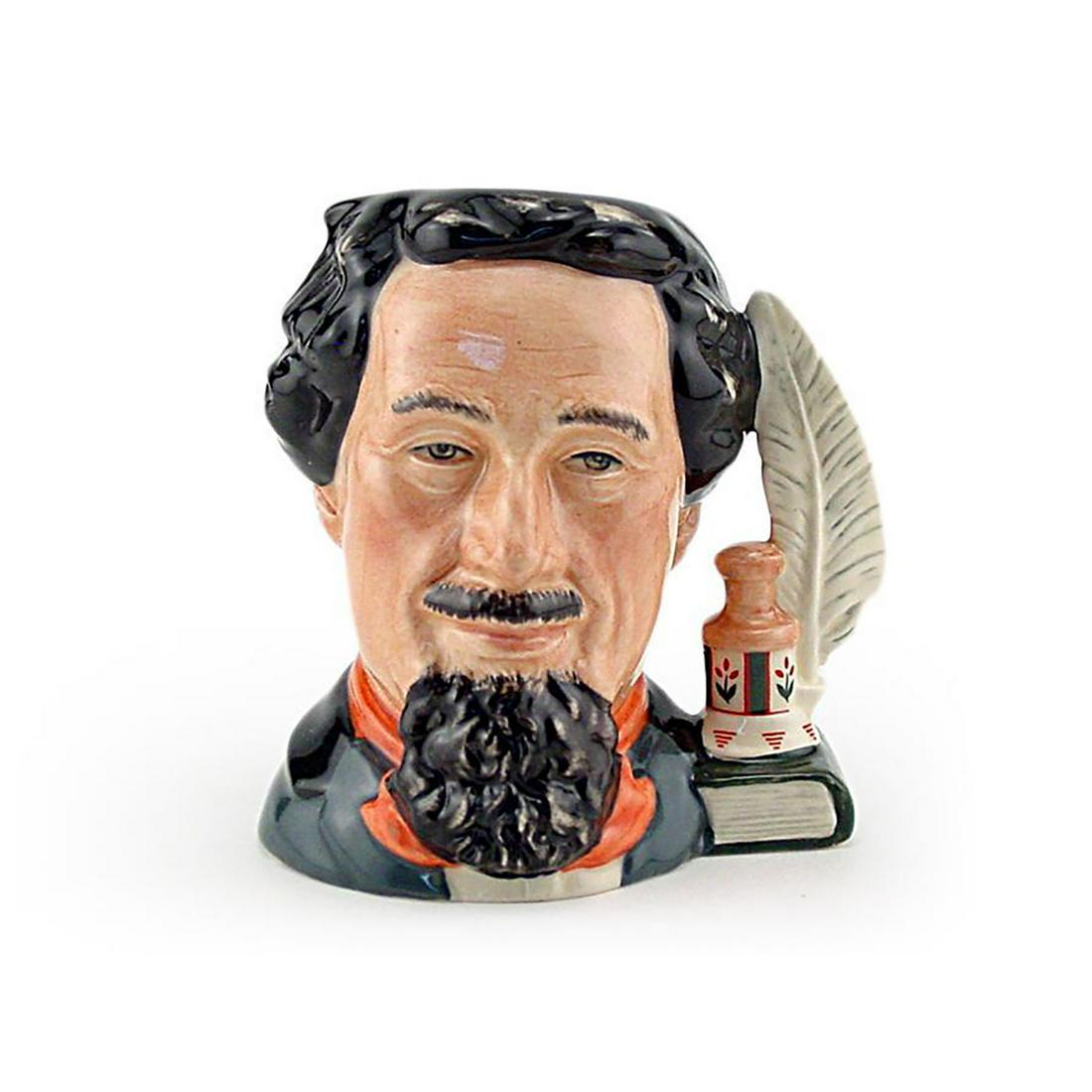 CHARLES DICKENS D6901 - SMALL - ROYAL DOULTON CHARACTER: Royal Doulton Character Jug, Charles Dickens D6901 (black and olive green coloration). Designed by William K. Harper. Series: RDICC, issued 1991 in limited edition of 7,500. Size: 4"H (Small) The Char