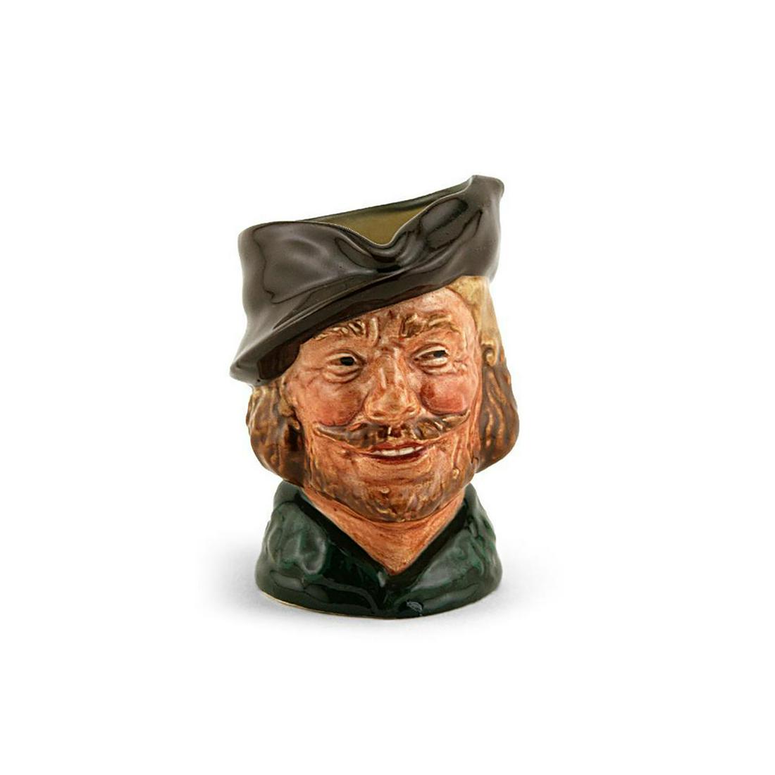 ROBIN HOOD D6234 - SMALL - ROYAL DOULTON CHARACTER JUG: Royal Doulton Character Jug, Robin Hood D6234 (brown hat; green robes). Designed by Harry Fenton, issued 1947 - 1960. Size: 3.25"H (Small)A legendary figure from the reign of Richard I in 12th - cent