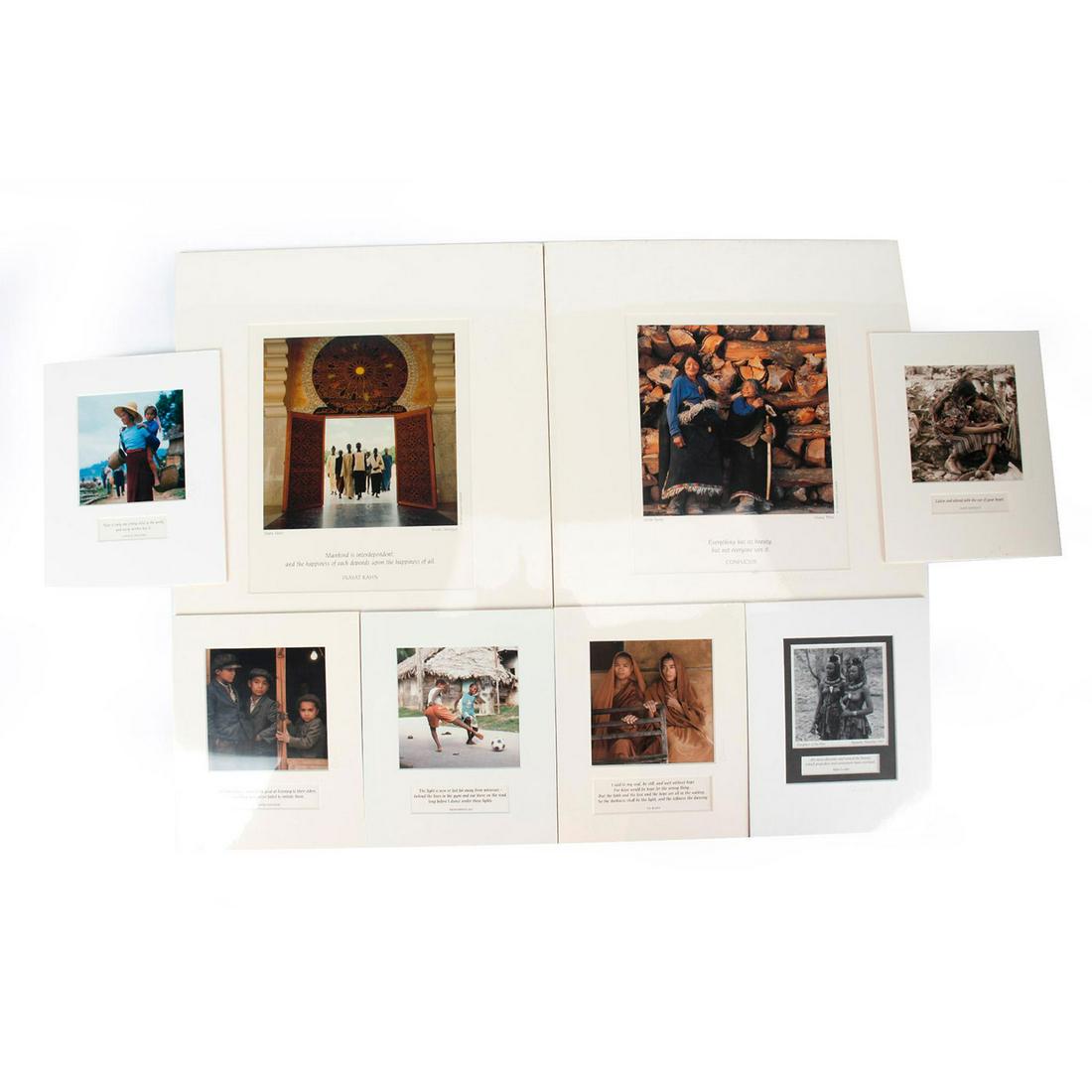 GROUP OF 8 INSPIRATIONAL FRAMED MIXED MEDIA, QUOTES: Matte framed motivational quotes by Ali, Eliot, etc. Artist signed. Artist: Emerson Matabele Issued: c. 1999 Dimensions: 20"L x 16"W, largest Country of Origin: United States