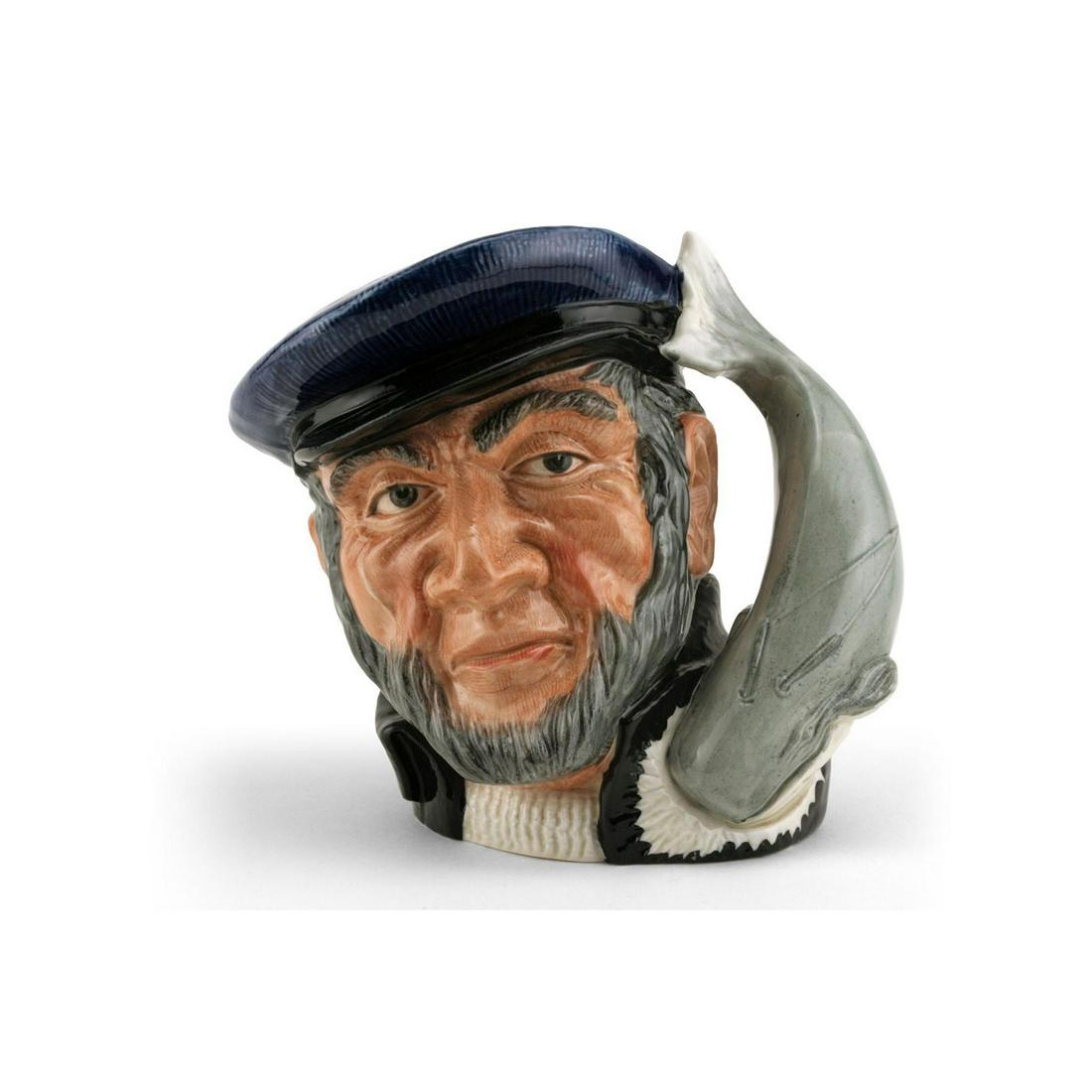 CAPT AHAB D6500 - LARGE - ROYAL DOULTON CHARACTER JUG: Royal Doulton Character Jug, Capt Ahab D6500 (Blue cap, black coat, white sweater). Designed by Garry Sharpe, issued 1959 - 1984. Size: 7"H (Large)Captain Ahab sailed the whaler, Pequod, in Herman Mel